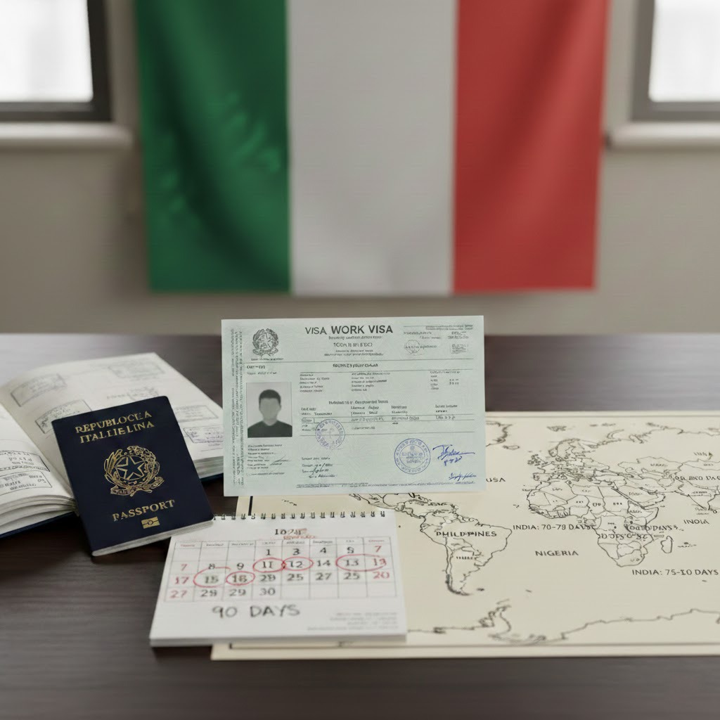 Italy work visa processing time by country