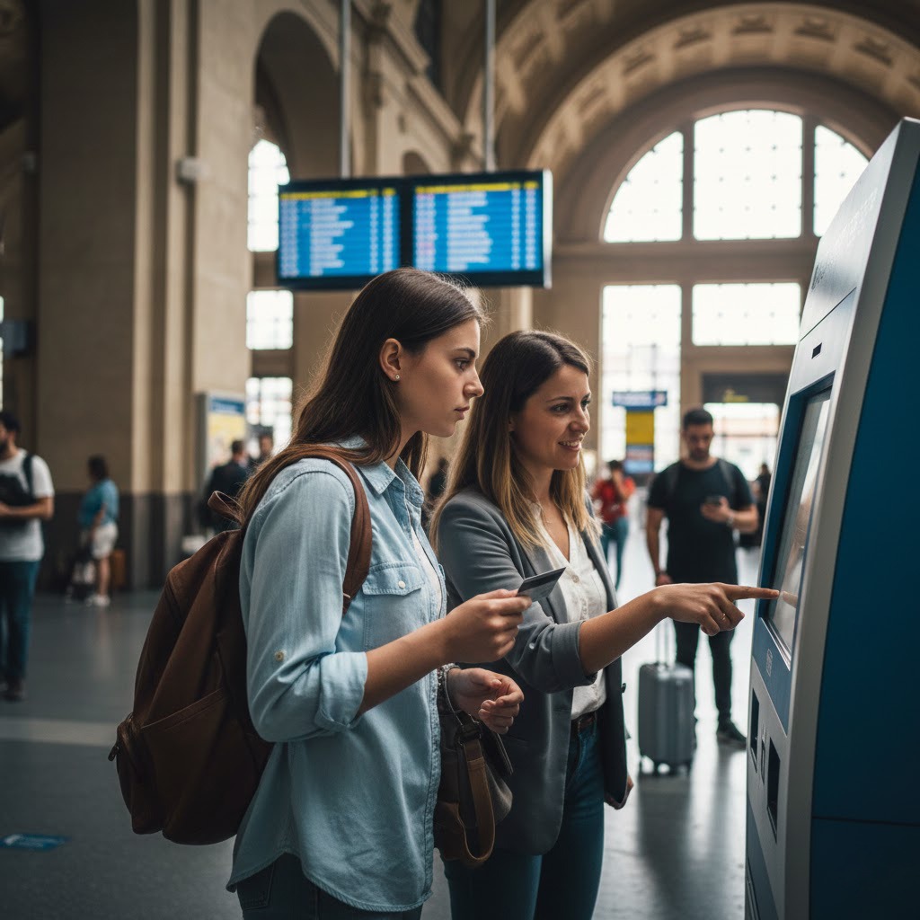Public transport in Italy showing trains, buses, trams, and metro in an Italian city