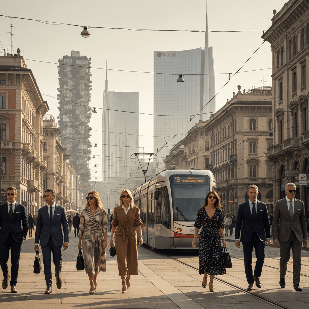 History of Milan Italy skyline showing ancient and modern architecture